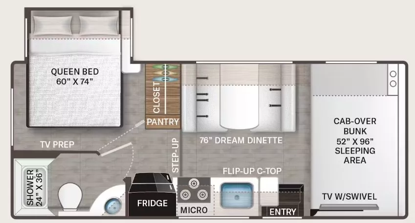 24' 2019 Thor Freedom Elite 22FE w/Slide Floorplan