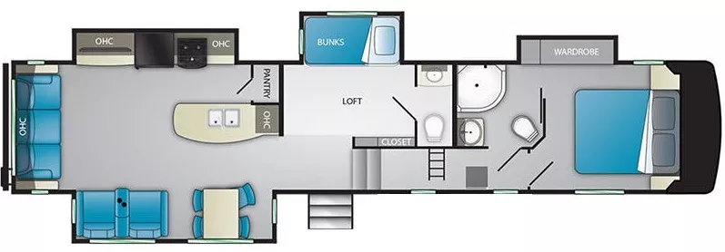 42' 2020 Heartland Milestone 377MB w/4 Slides - Bunk House Floorplan