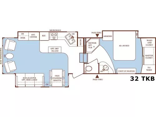 34' 2006 Keystone Challenger 32TKB w/3 Slides Floorplan