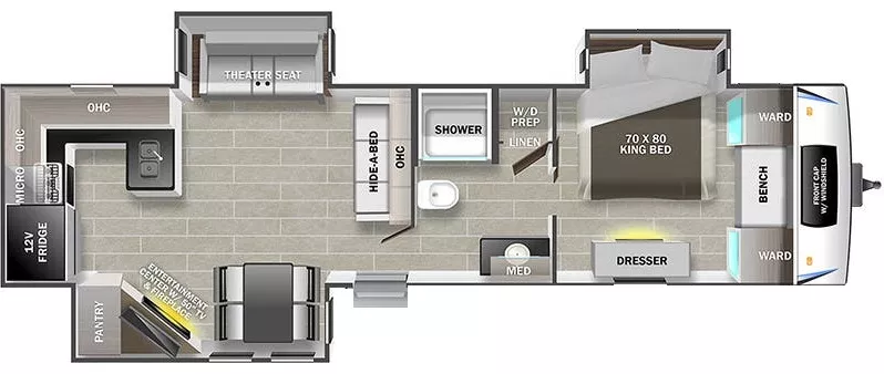 38' 2022 Forest River Lacrosse Luxury Lite 3411RK w/3 Slides Floorplan