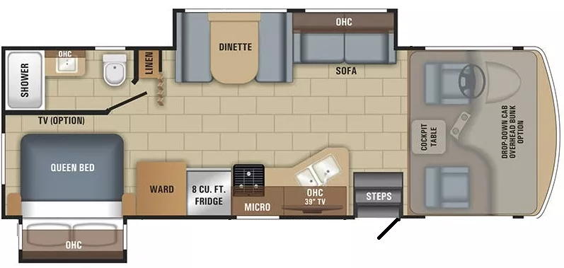 27' 2018 Jayco Alante 26X w/2 Slides Floorplan