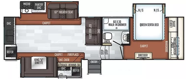 34' 2019 Forest River Signature Rockwood Ult Lite 8290BS w/3 Slides Floorplan