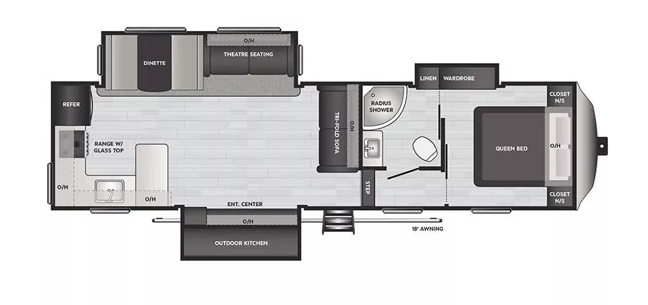 34' 2021 Keystone Springdale 302FWRK w/3 Slides Floorplan