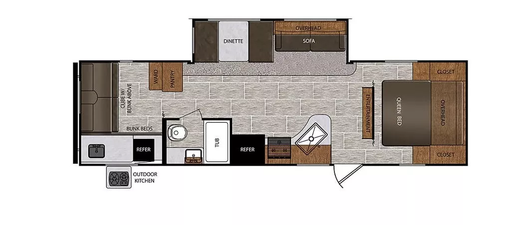 33' 2019 Primetime Avenger 29RBS w/Slide - Bunk House Floorplan