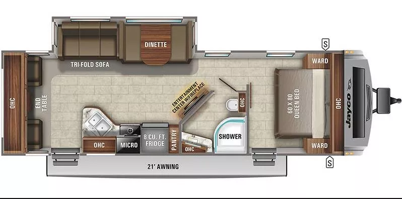 33' 2021 Jayco White Hawk 28RL w/Slide Floorplan