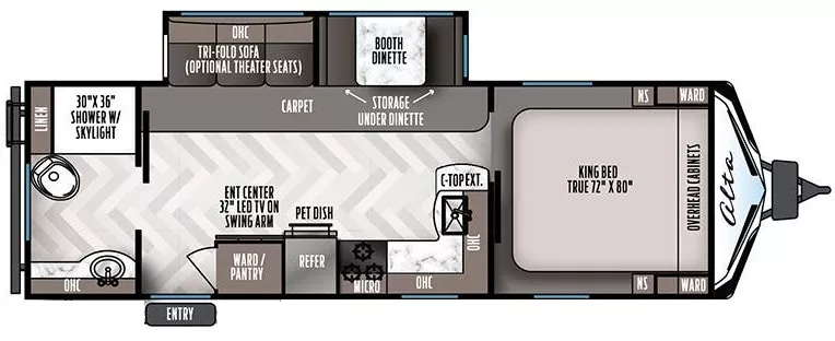 30' 2021 East To West Alta 2600KRB w/Slide Floorplan