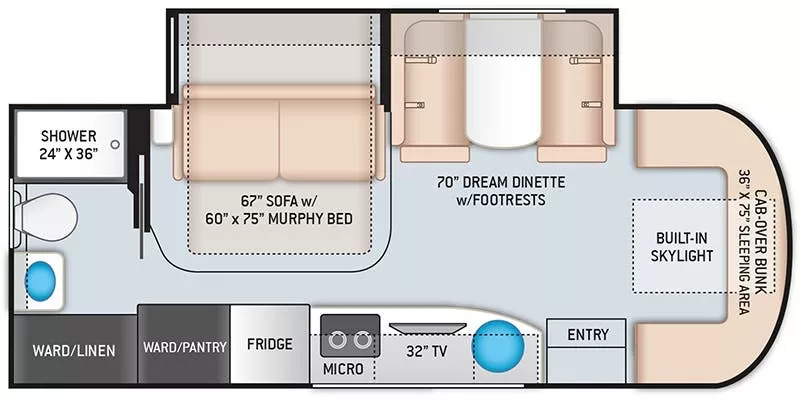 25' 2020 Thor Delano (Sprinter/Diesel) 24FB w/Slide Floorplan