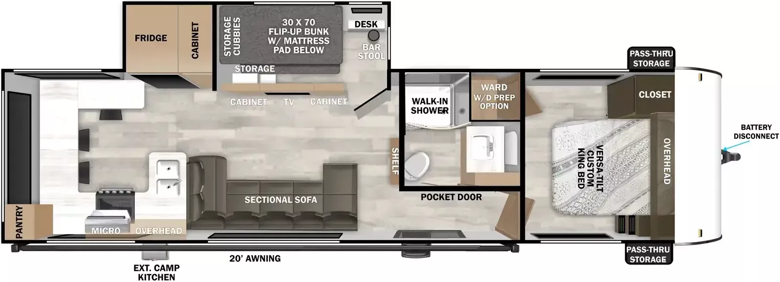 34' 2025 Forest River Salem 29 VIEWX w/Slide - Bunk House Floorplan