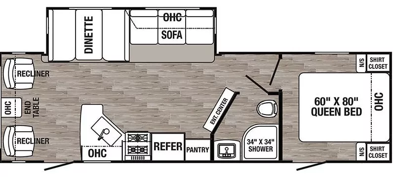 31' 2019 Forest River Palomino Puma 27RLSS w/Slide Floorplan