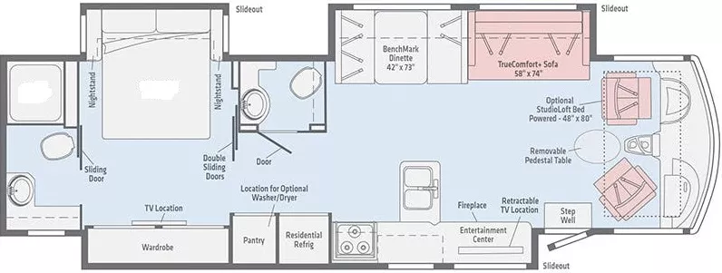 37' 2019 Winnebago Sightseer 36Z w/3 Slides Floorplan
