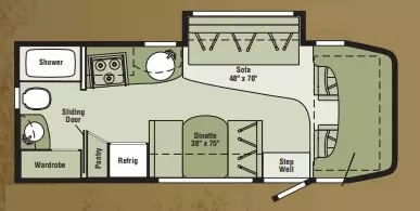 24' 2007 Winnebago View 23H w/Slide Floorplan