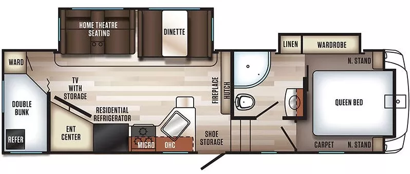 31' 2018 Forest River Sabre 27BHD w/2 Slides - Bunk House Floorplan