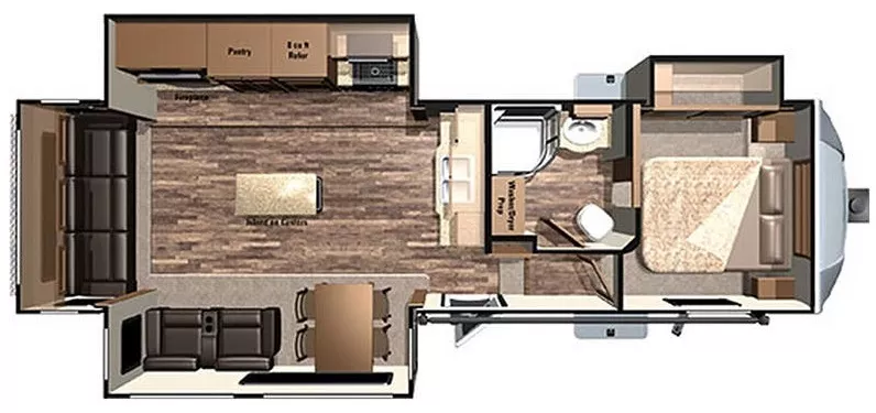 35' 2017 Highland RV Open Range Light 319RLS w/3 Slides Floorplan