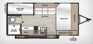 19' 2024 Coachmen Catalina Summit 164BHX - Bunk House Floorplan