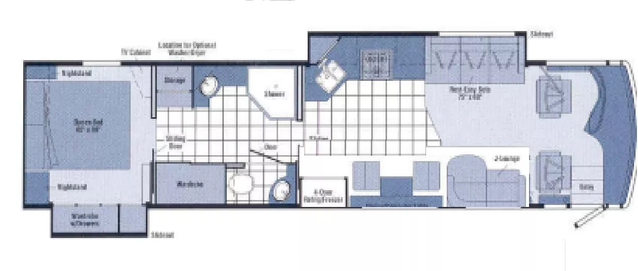 40' 2002 Winnebago Ultimate Advantage 40J 350hp Cummins w/2 Slides Floorplan