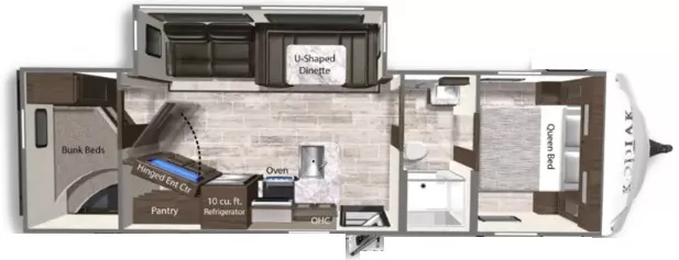 33' 2022 Dutchmen Kodiak Ultra Lite 296BHSL w/Slide - Bunk House Floorplan