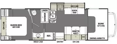 31' 2014 Coachmen Freelander 29KS w/Slide Floorplan