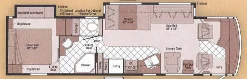 36' 2006 Itasca Meridian 36G 300hp Cummins w/2 Slides Floorplan