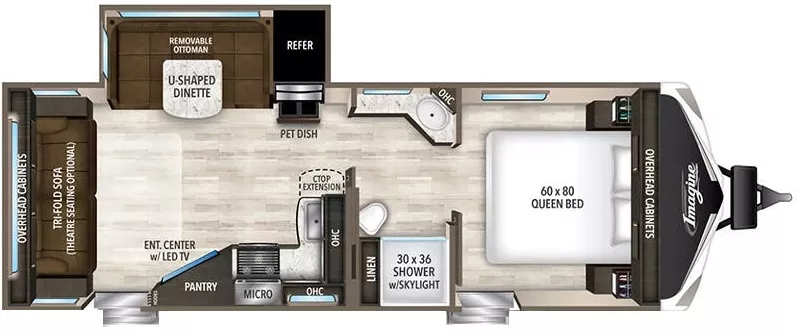 30' 2020 Grand Design Imagine 2500RL w/Slide Floorplan