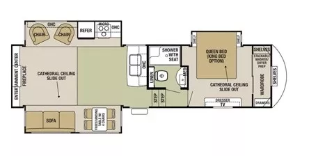 34' 2017 Forest River Cedar Creek Silverback 29RE w/3 Slides Floorplan