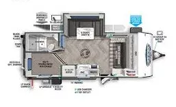 23' 2021 Forest River Salem Fsx 178BHSKX w/Slide Floorplan