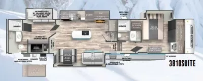 44' 2023 Forest River Cherokee Arctic Wolf 3810SUITE w/4 Slides - Bunk House Floorplan