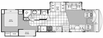 37' 2009 Damon Challenger 376 w/2 Slides - Bunk House Floorplan
