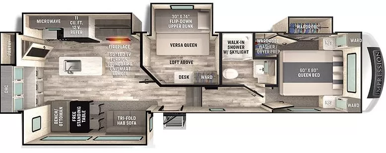 38' 2022 Forest River Impression 315MB w/4 Slides - Bunk House Floorplan