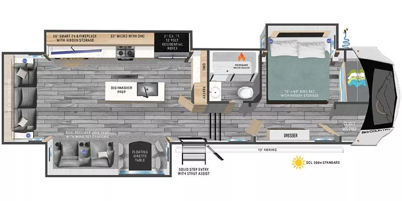 40' 2024 Heartland Big Country 3500SS w/3 Slides Floorplan