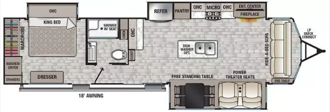 41' 2022 Forest River Cedar Creek Cottage 40CCK w/3 Slides Floorplan