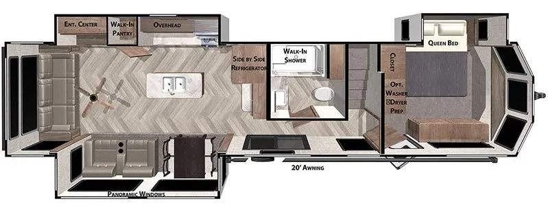 41' 2022 Forest River Wildwood Grand Lodge 42DL w/3 Slides Floorplan