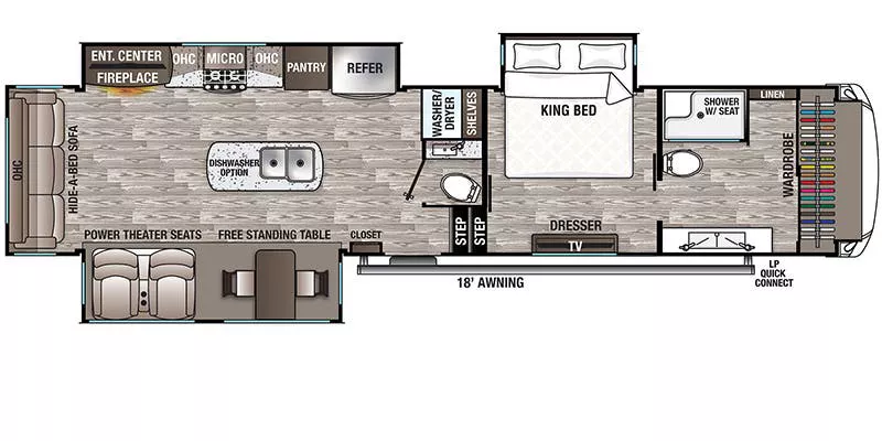 41' 2020 Forest River Cedar Creek Hathaway 38FBD w/3 Slides Floorplan