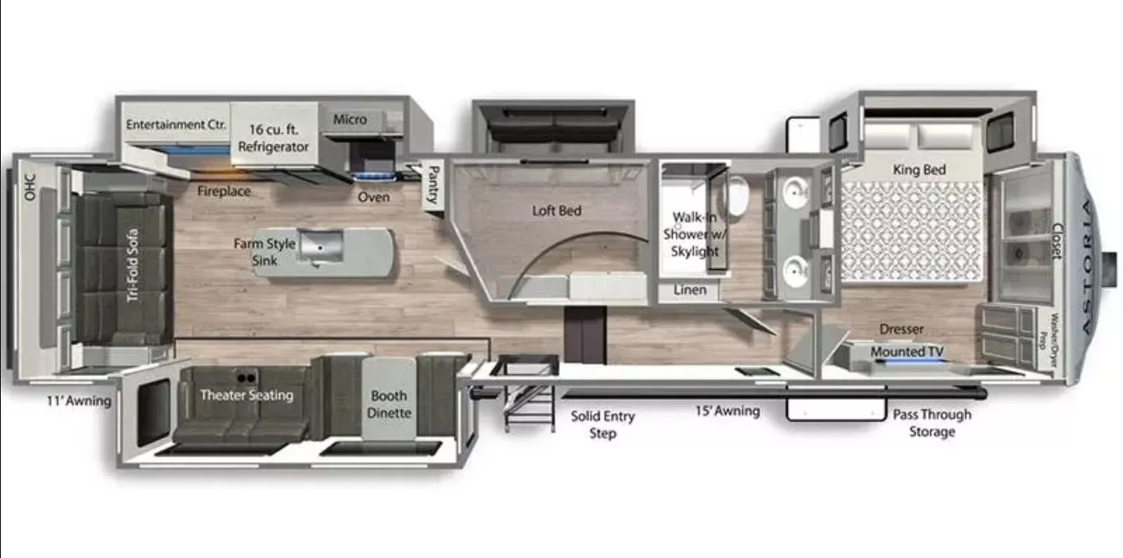 39' 2024 Dutchmen Astoria 3553MBP w/4 Slides - Bunk House Floorplan