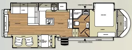36' 2014 Forest River Salem Hemisphere Lite 327RES w/3 Slides Floorplan