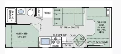 24' 2018 Thor Freedom Elite 23H Floorplan