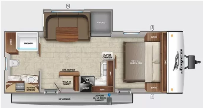28' 2022 Jayco Jay Feather 22RB w/Slide Floorplan