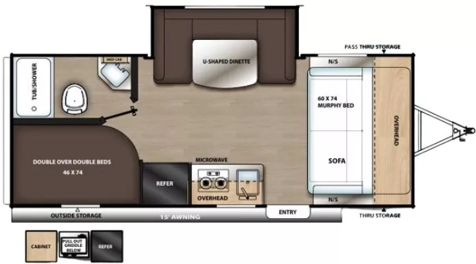 23' 2022 Forest River Aurora 184BHS w/Slide - Bunk House Floorplan