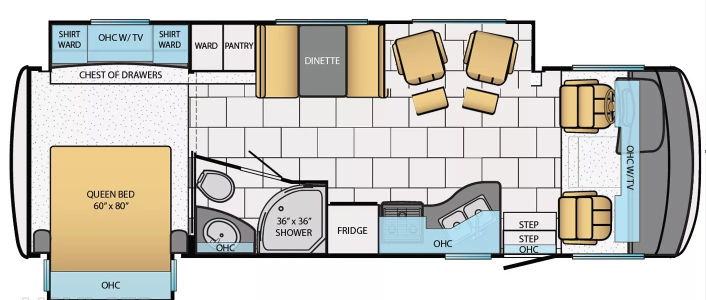 29' 2014 Newmar Bay Star 2903 w/2 Slides Floorplan