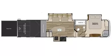 43' 2015 Heartland Cyclone 4114 w/3 Slides - Toy Hauler Floorplan