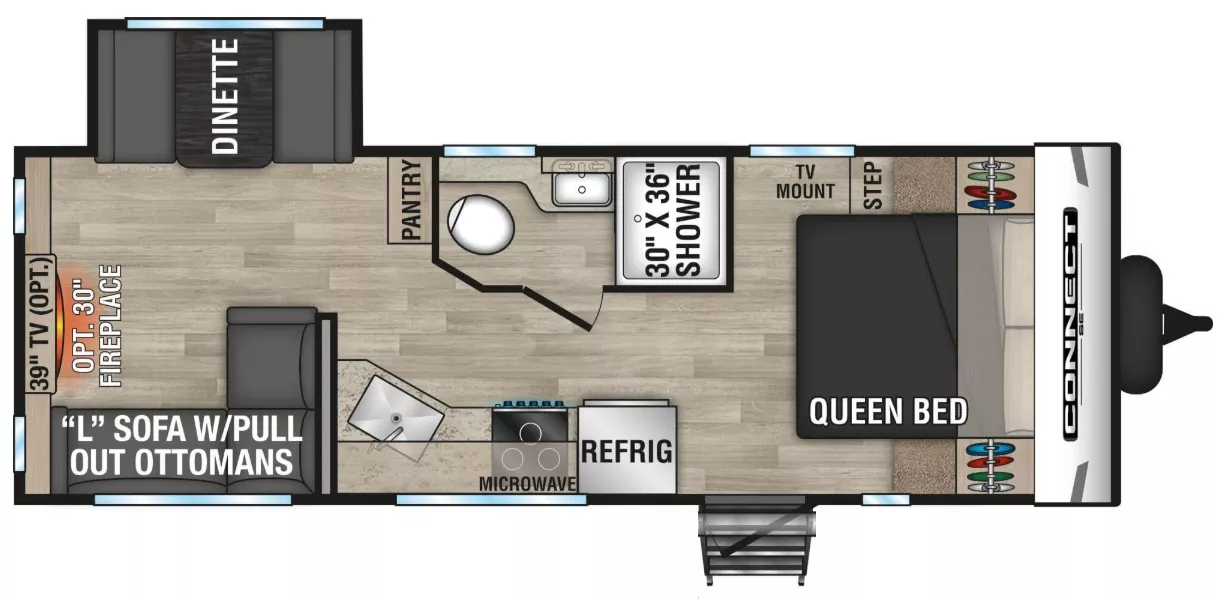 27' 2023 K-Z Connect SE 221RESE w/Slide Floorplan