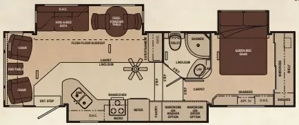 34' 2011 Carriage Cameo 31KSLS w/3 Slides Floorplan