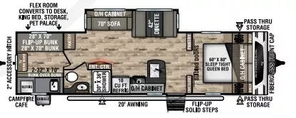 29' 2024 Venture RV Stratus 291VQB w/Slide - Bunk House Floorplan