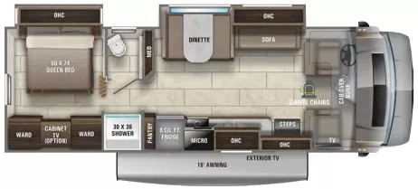 33' 2021 Entegra Coach Odyssey 29V w/2 Slides Floorplan