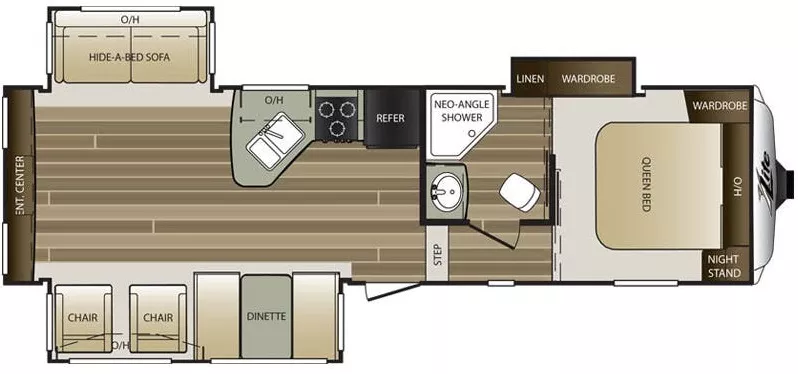 31' 2015 Keystone Cougar 29RET w/3 Slides Floorplan