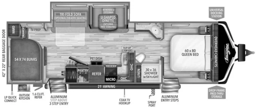 33' 2021 Grand Design Imagine 2910BH w/Slide - Bunk House Floorplan