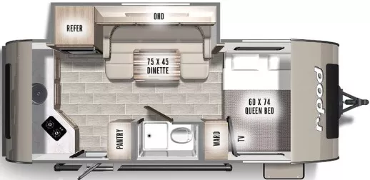 20' 2020 Forest River R-Pod 179 w/Slide Floorplan