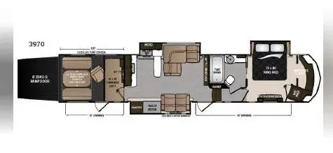 44' 2016 Dutchmen Voltage 3970 w/3 Slides & Generator  - Toy Hauler Floorplan