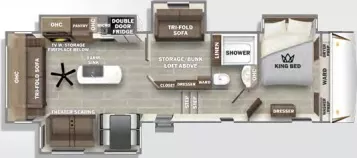 42' 2022 Forest River Sabre 36BHQ w/4 Slides Floorplan