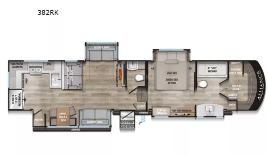42' 2025 Alliance RV Paradigm 382RK w/4 Slides & Generator Floorplan