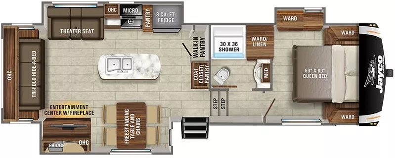33' 2021 Jayco Eagle Ht 30.5RSOK w/3 Slides Floorplan